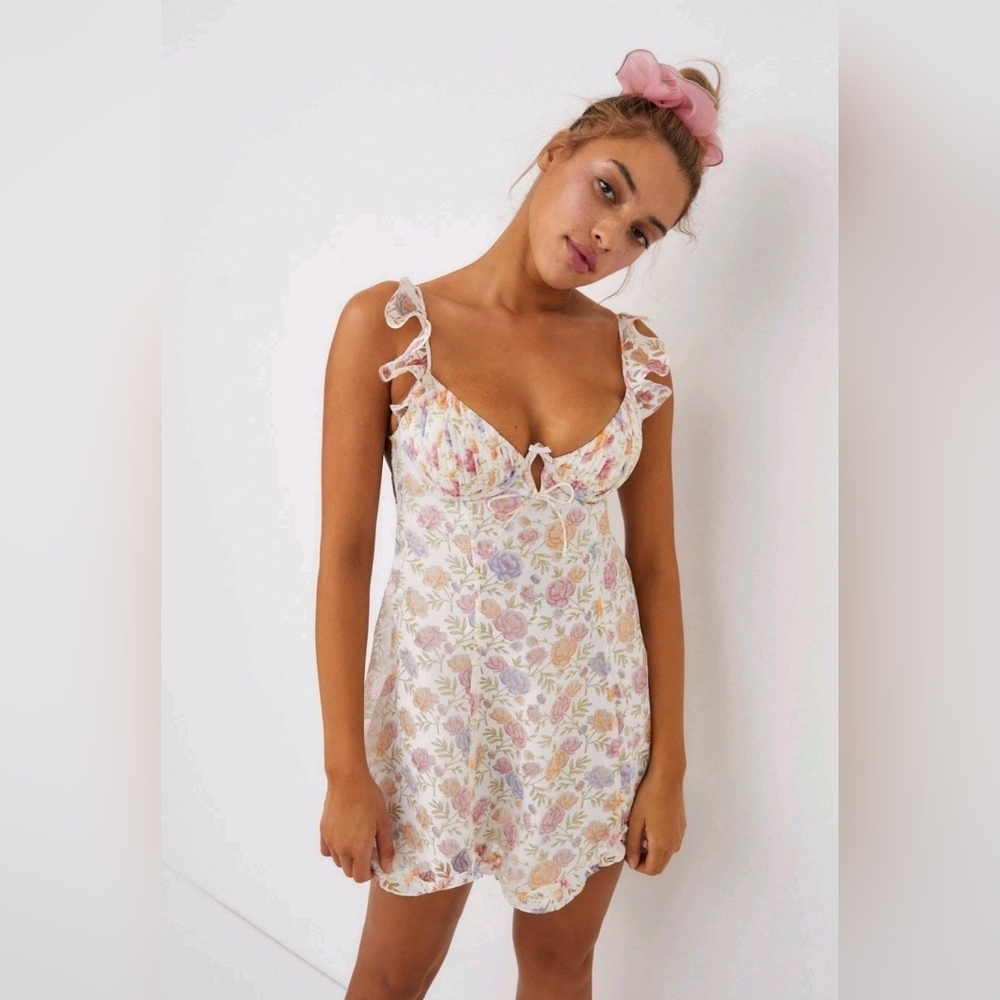 For Love and Lemons Rosie Dress Floral Spring Boho Coquette Girly Frilly Size M